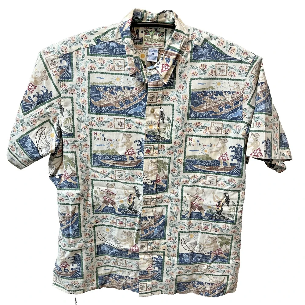 Reyn Spooner shirt Men's size XL Mele Kalikimaka Hawaiian Christmas Santa 2005
